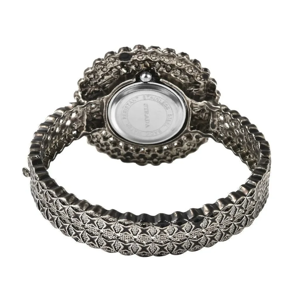 STRADA Gray Austrian Crystal, Simulated Purple Chroma Southwest Style Watch